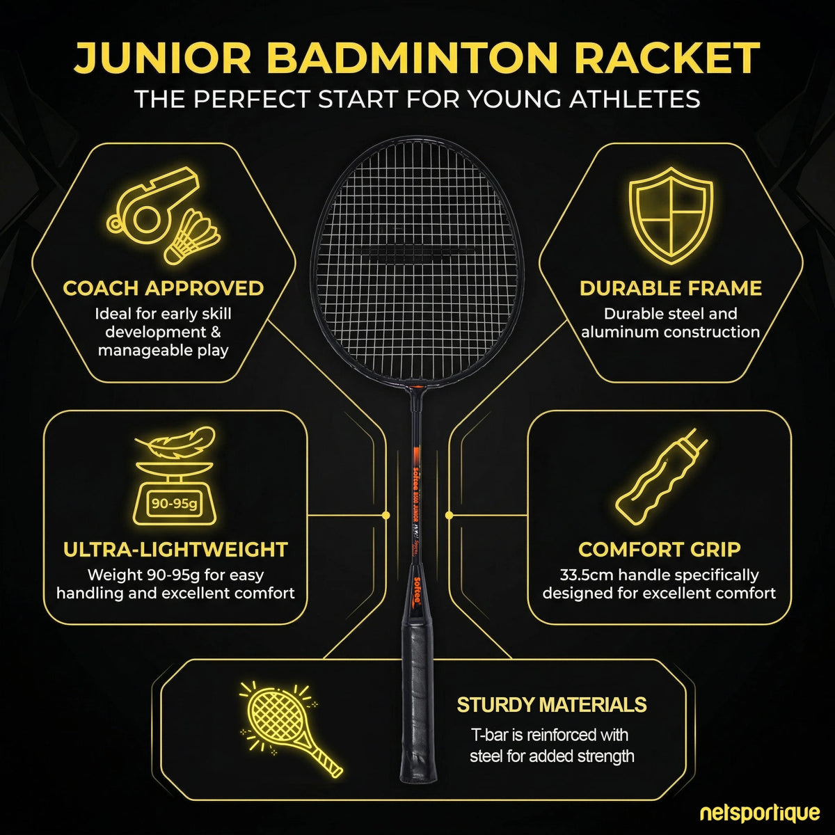 Juego de 4 raquetas de bádminton junior - Ideal para mejorar tu juego