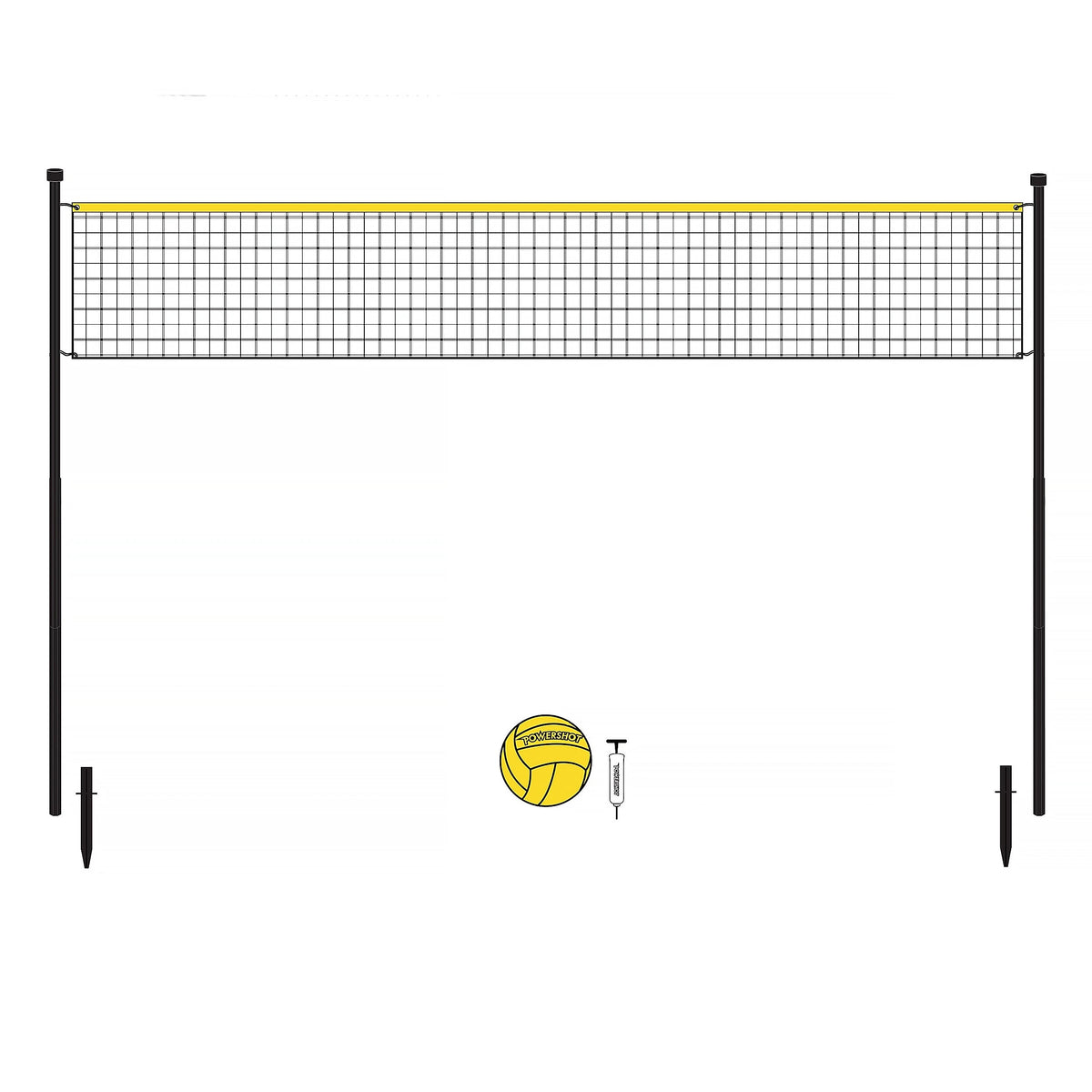 Set de voleibol 6m - Con postes, red, balón y bomba