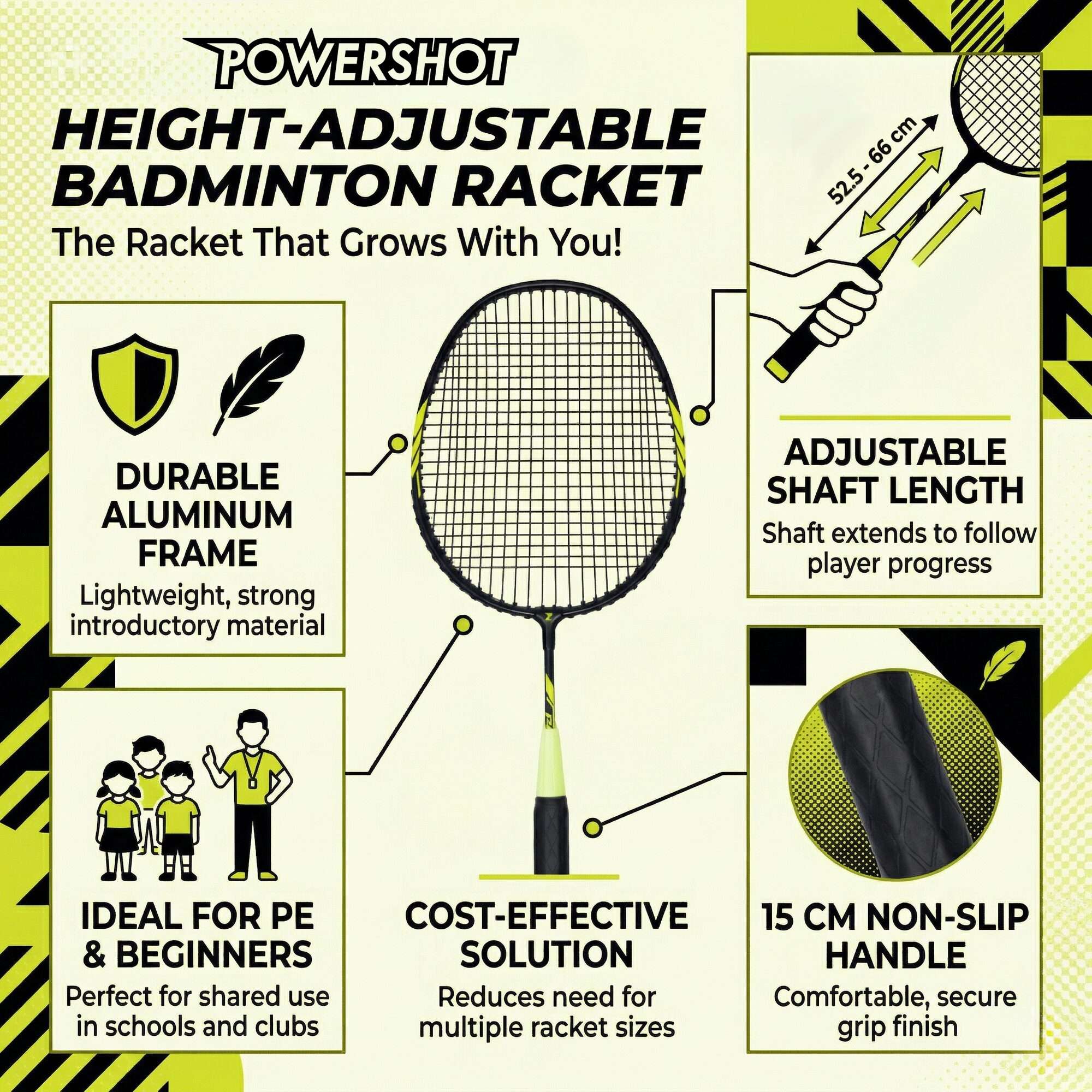 Image du produit : Raqueta de bádminton regulable en altura
