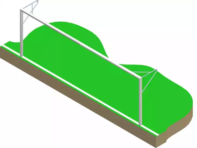 Image du produit : Portería de fútbol para fijar - 6 x 2,10 m - Postes redondos - Aluminio