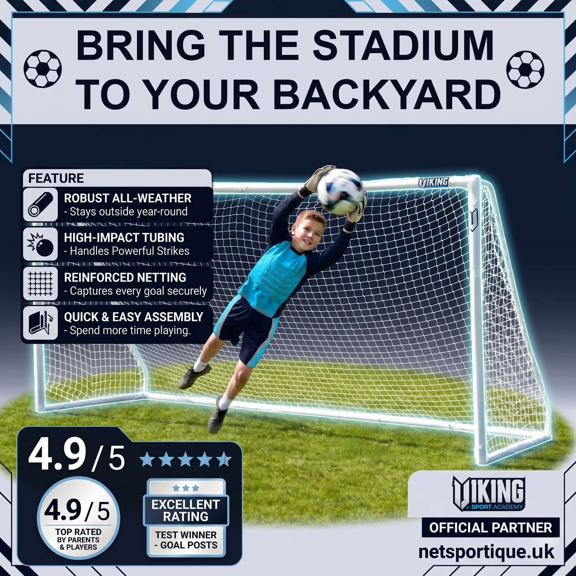 Image du produit : Portería de fútbol de jardín Netsportique 3,6 m x 1,8 m