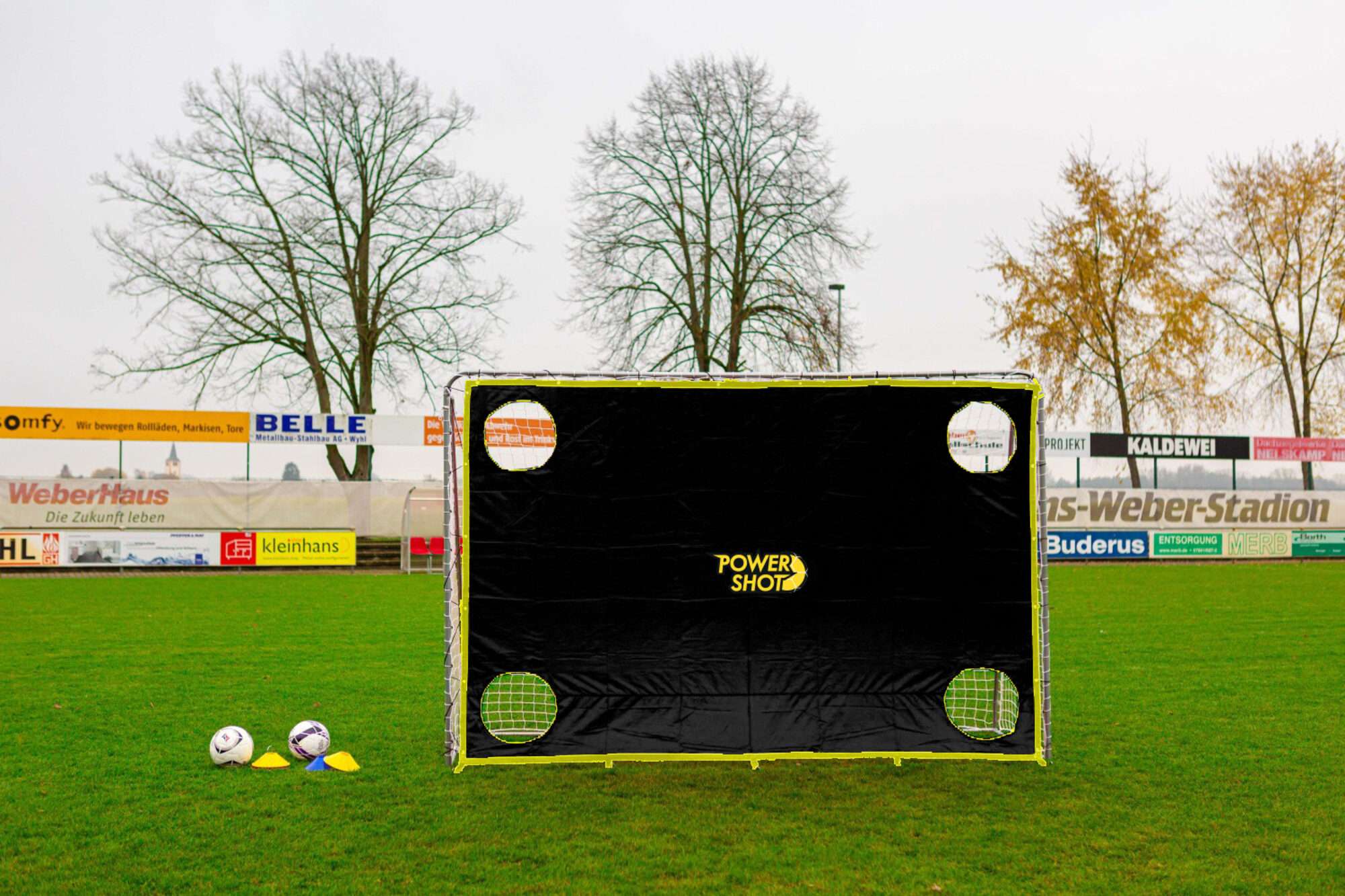 Image du produit : Portería de fútbol de acero de 3 x 2 m + muro de tiro negro