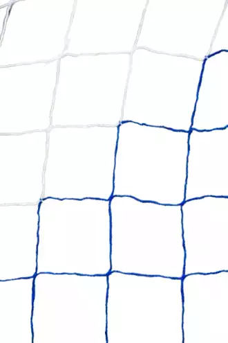 Red de portería de fútbol 11 de 4 mm - Blanca y azul - 7,32 x 2,44 x 2 x 2 m