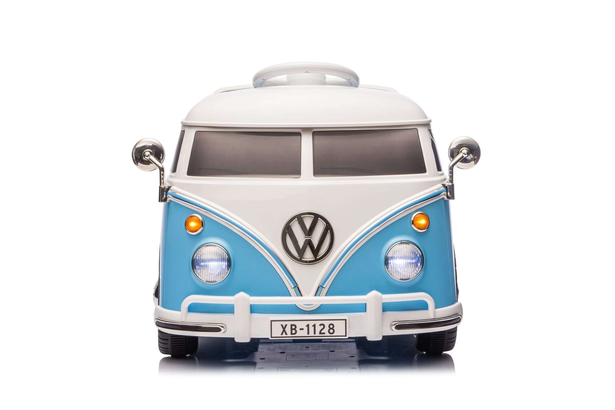 Image du produit : Coche eléctrico oficial Volkswagen para niños - Azul y blanco (de 3 a 8 años)