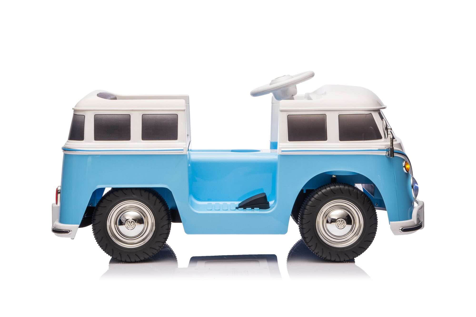 Image du produit : Coche eléctrico oficial Volkswagen para niños - Azul y blanco (de 3 a 8 años)
