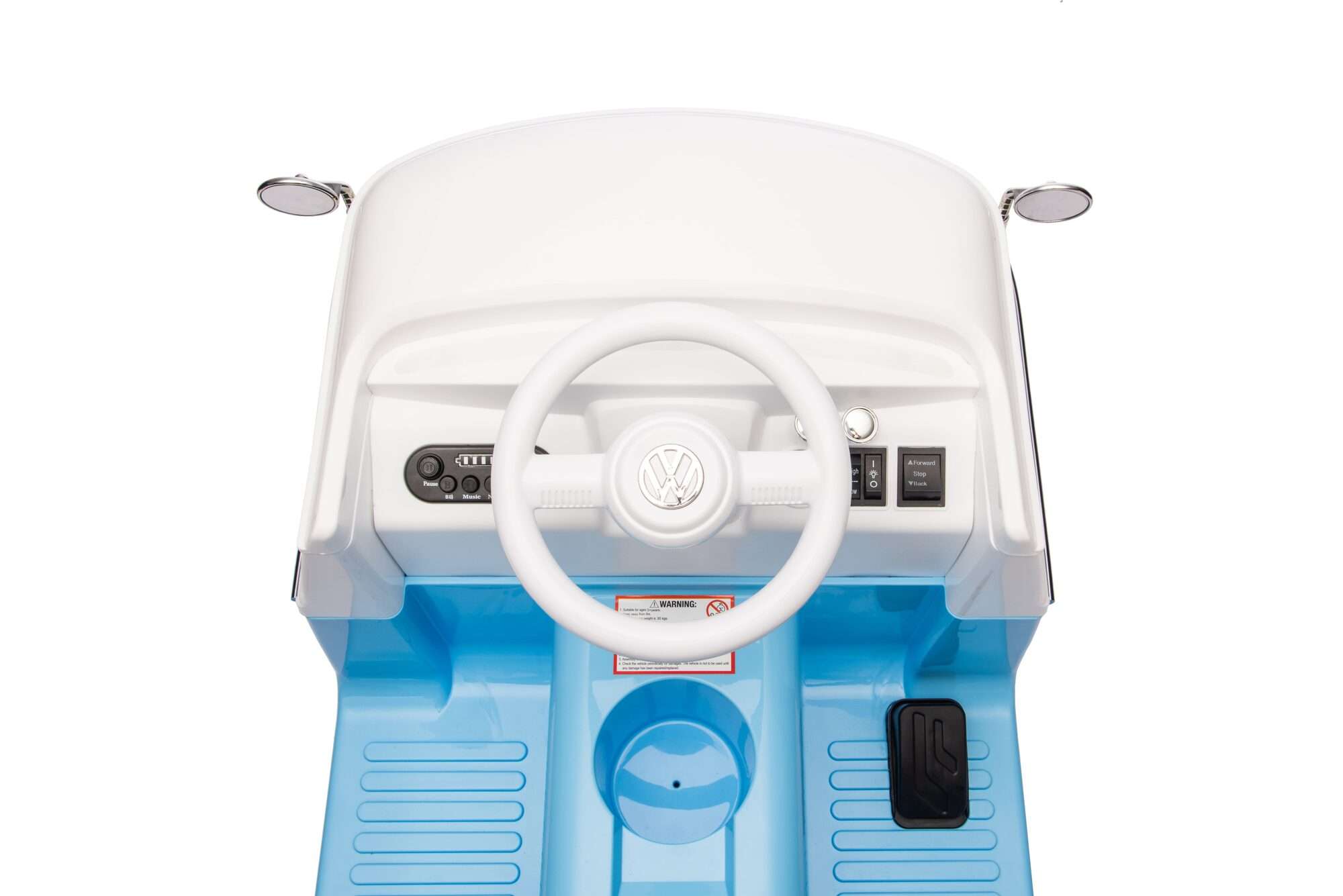 Image du produit : Coche eléctrico oficial Volkswagen para niños - Azul y blanco (de 3 a 8 años)