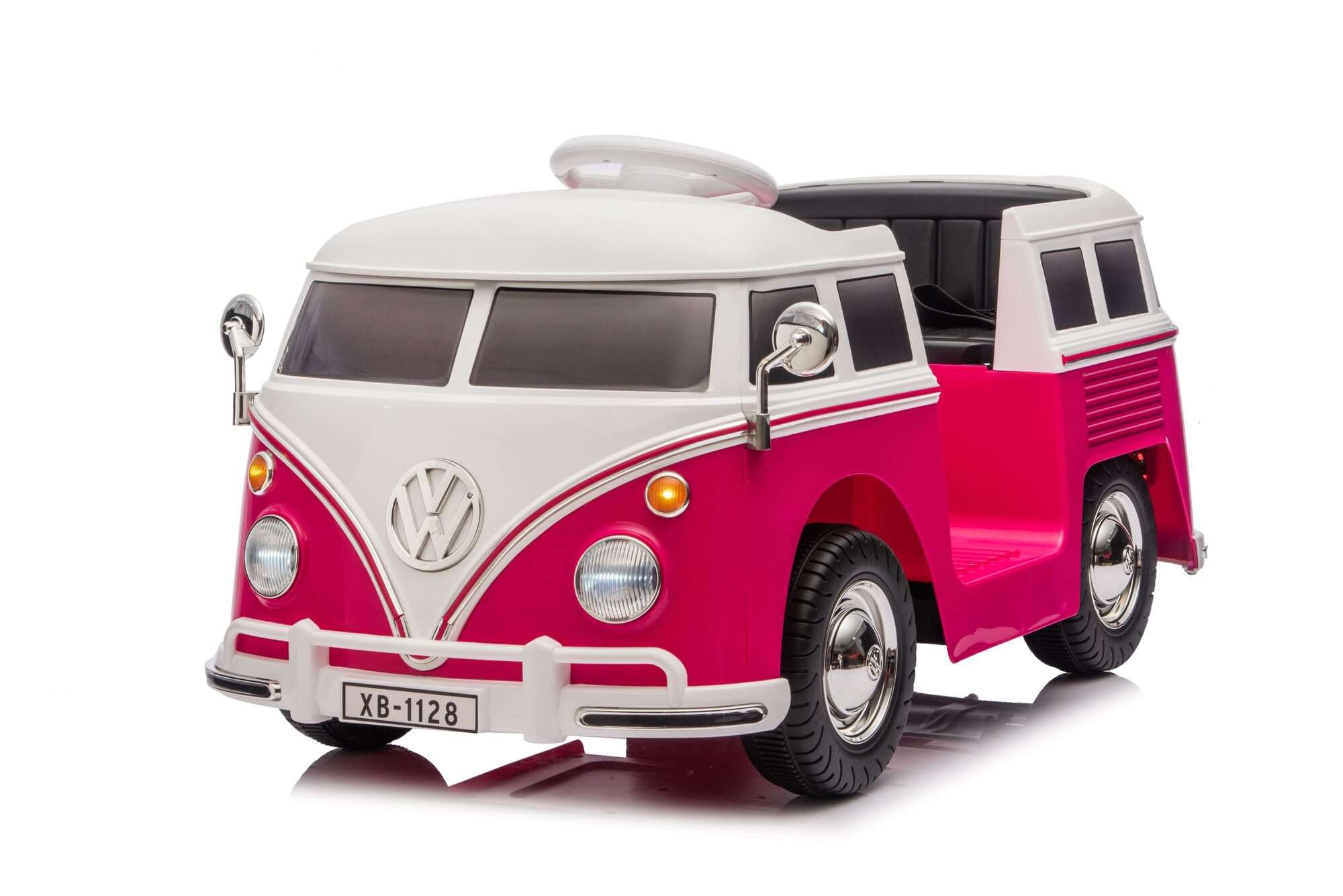 Image du produit : Coche eléctrico oficial Volkswagen para niños - Rosa y blanco (de 3 a 8 años)