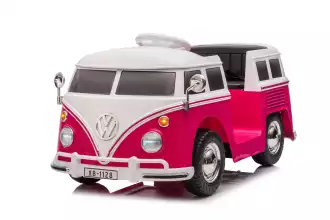 Coche eléctrico oficial Volkswagen para niños - Rosa y blanco (de 3 a 8 años)