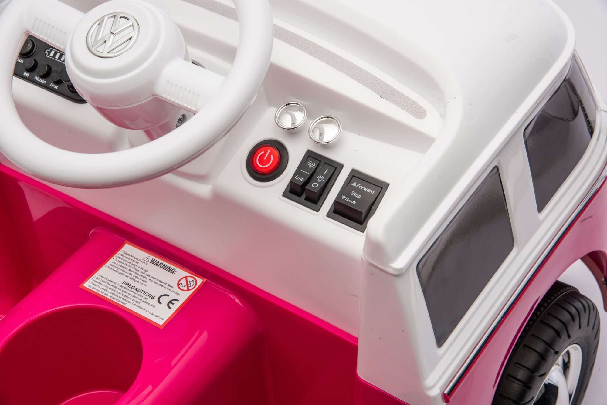Image du produit : Coche eléctrico oficial Volkswagen para niños - Rosa y blanco (de 3 a 8 años)