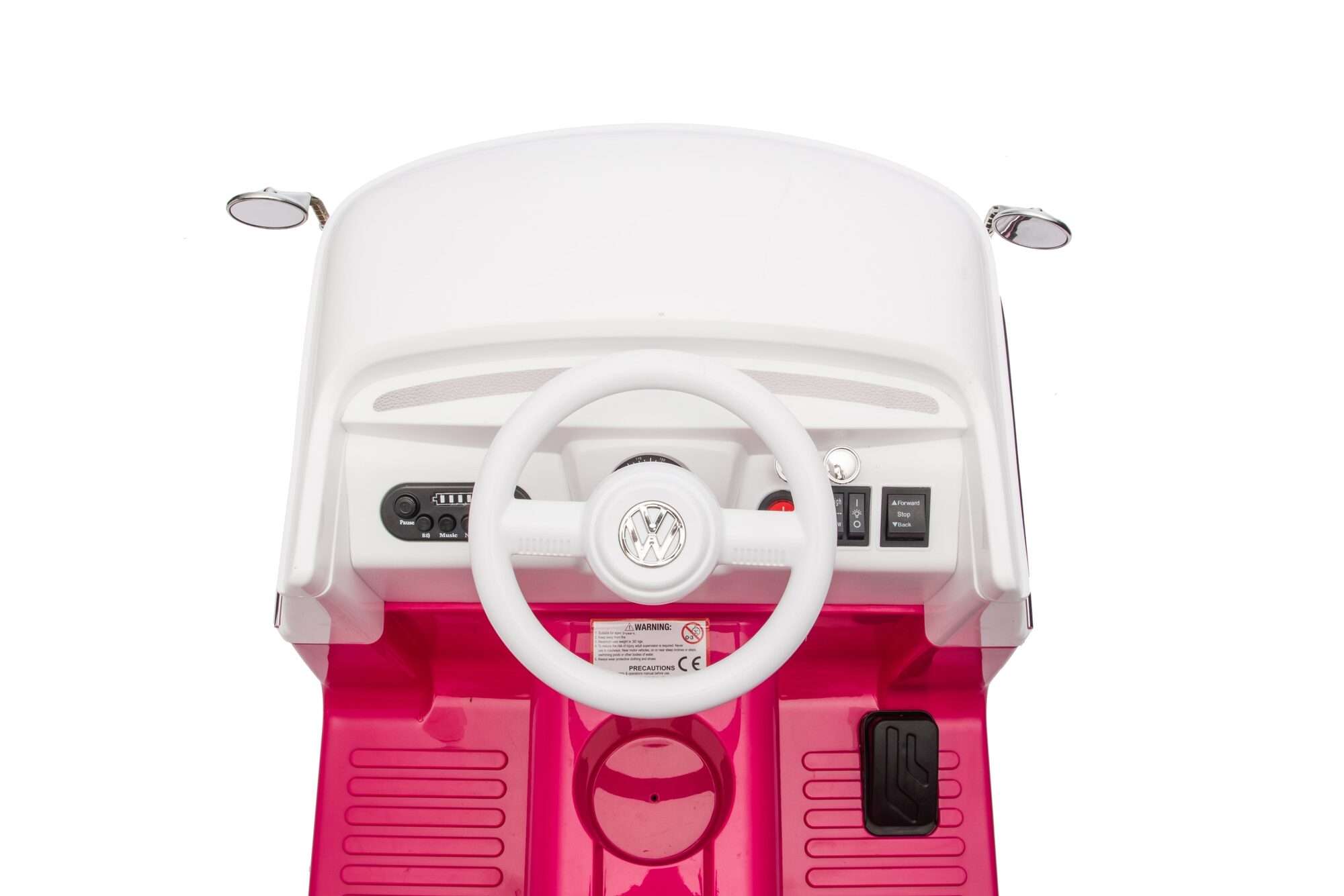 Image du produit : Coche eléctrico oficial Volkswagen para niños - Rosa y blanco (de 3 a 8 años)