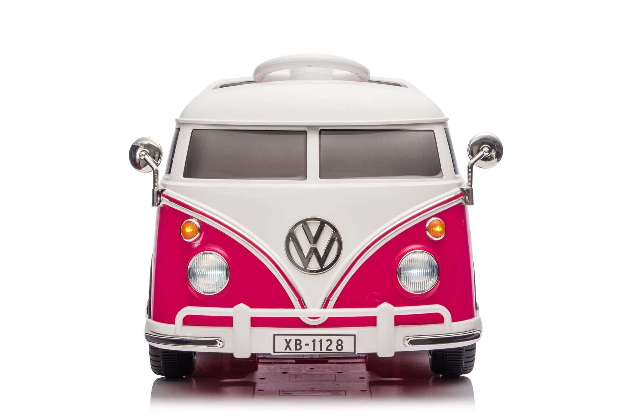 Image du produit : Coche eléctrico oficial Volkswagen para niños - Rosa y blanco (de 3 a 8 años)