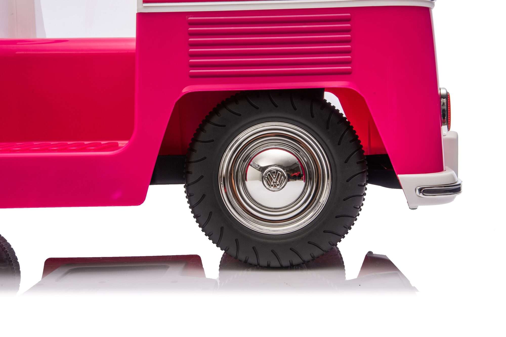 Image du produit : Coche eléctrico oficial Volkswagen para niños - Rosa y blanco (de 3 a 8 años)