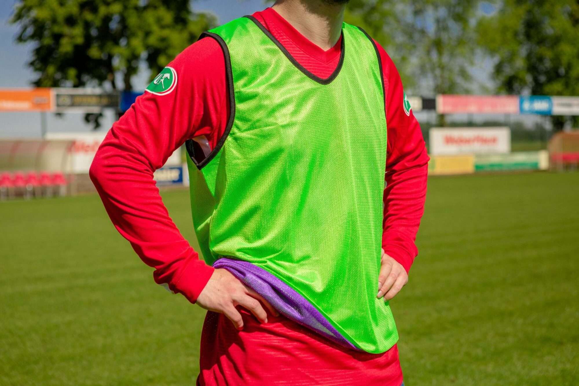 Image du produit : Chaleco de entrenamiento reversible - Rosa/Verde - Lote de 5 - M/L