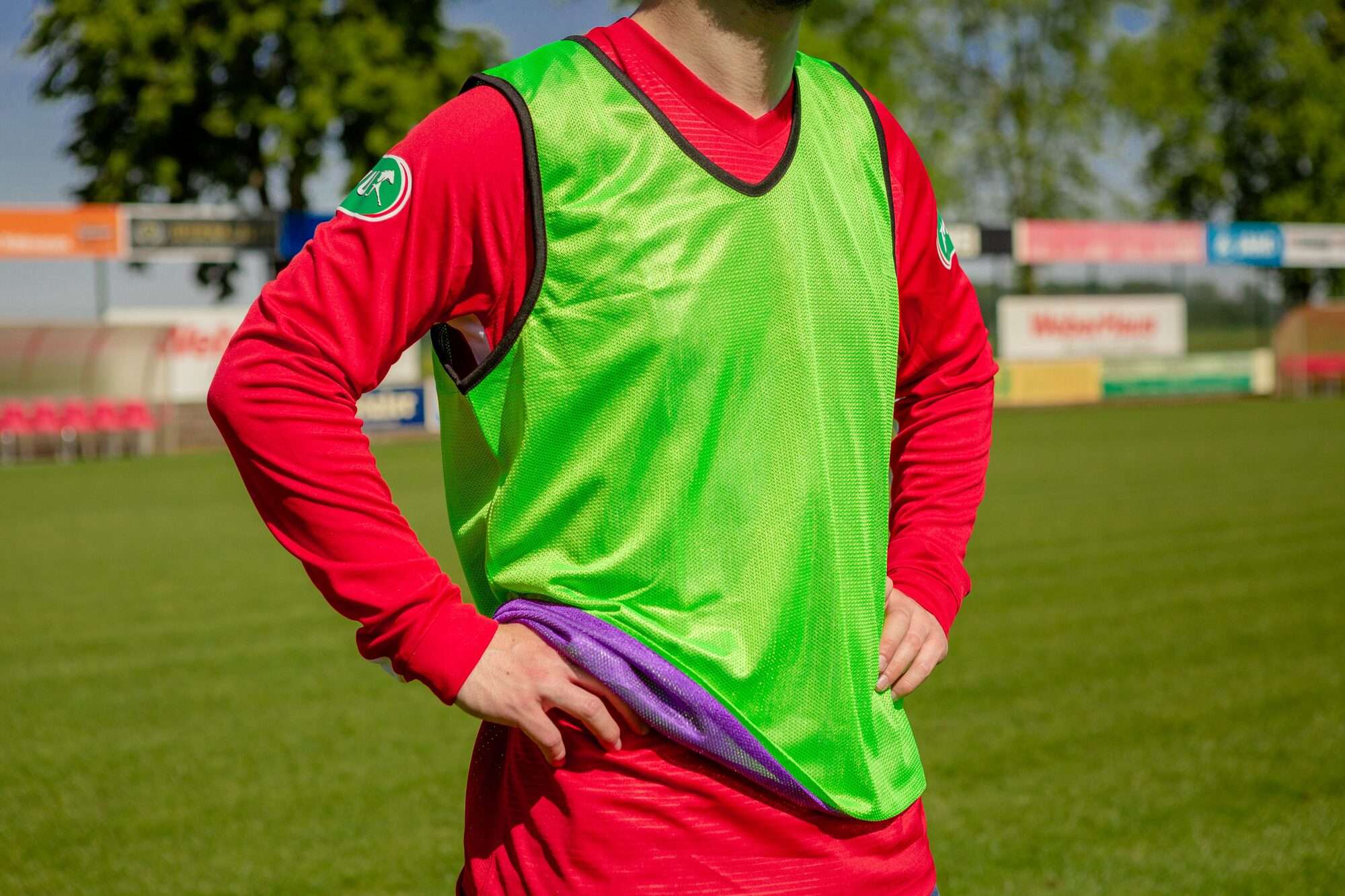 Image du produit : Chaleco de entrenamiento reversible - Rosa/Verde - Lote de 5 - XXL