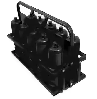 10 botellas de agua + portabotellas