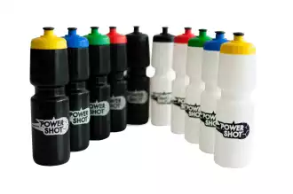 POWERSHOT® Botella blanca o negra con tapa elección