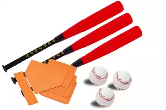 Kit de 3 bates, 3 pelotas y bases de béisbol 
