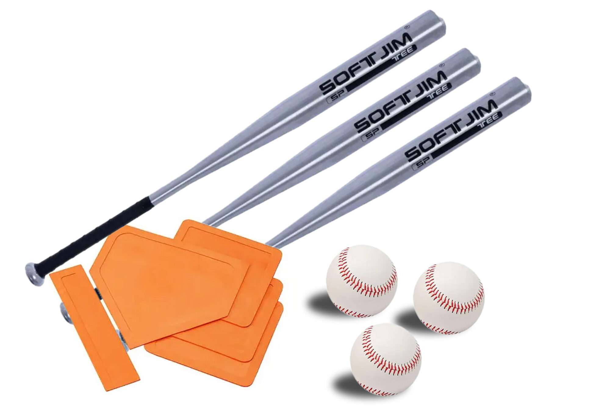 Image du produit : Kit de 3 bates de aluminio, 3 pelotas de béisbol y bases