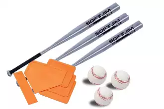 Kit de 3 bates de aluminio, 3 pelotas de béisbol y bases