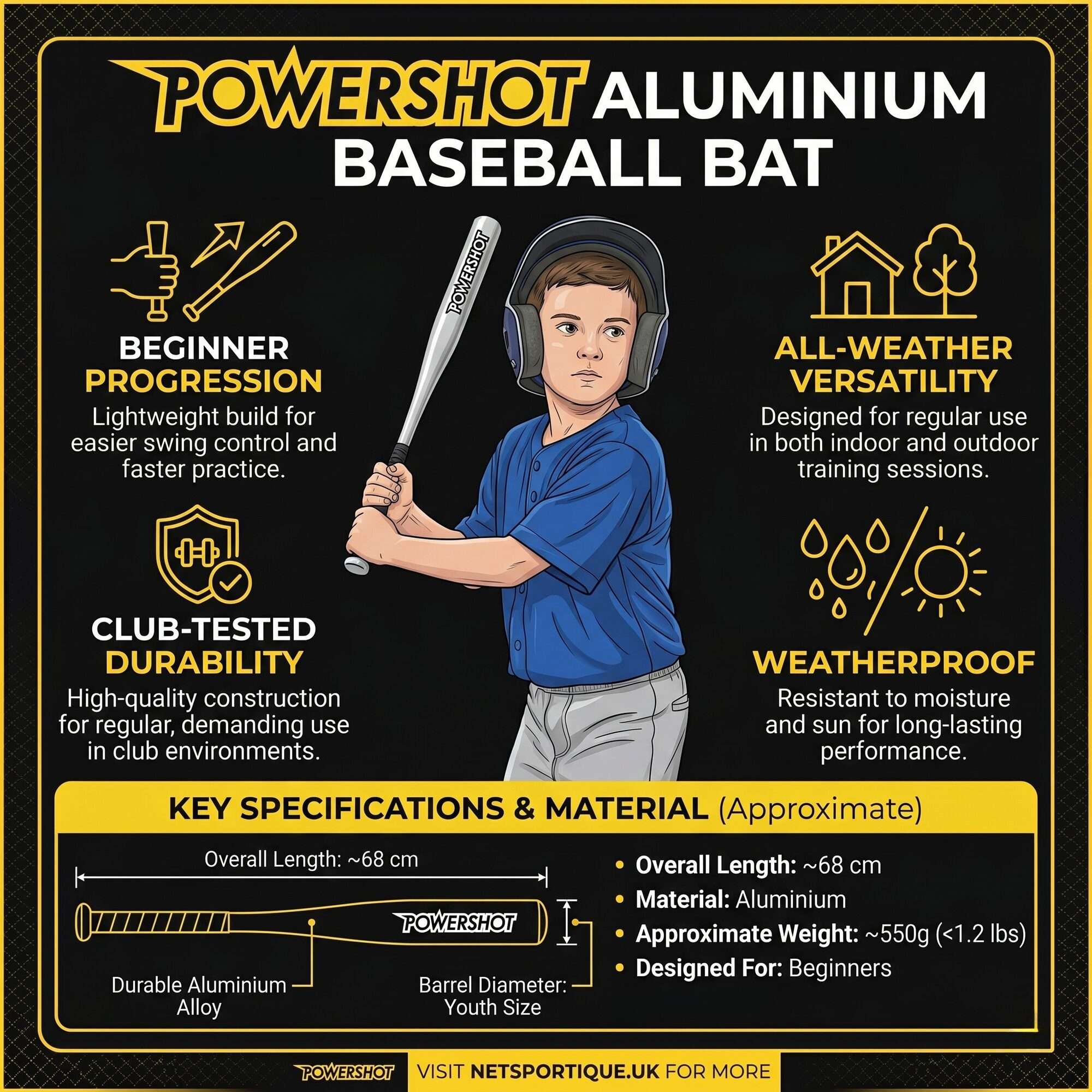 Image du produit : Bate de béisbol de aluminio