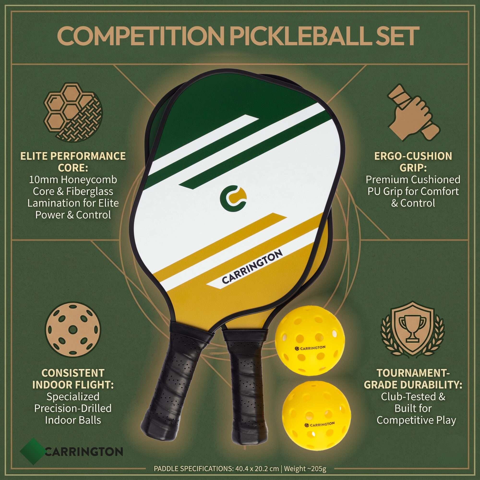 Image du produit : Pickleball - Raqueta de competición - Raqueta y pelota (juego de 2)